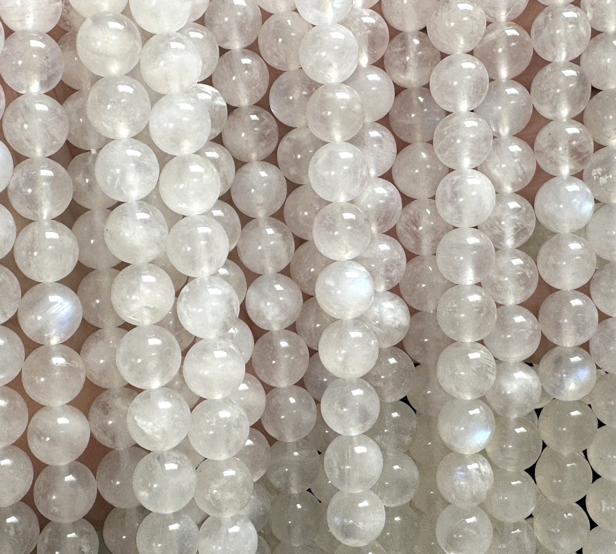 White Rainbow Moonstone 8mm round natural gemstone beads 15.5" strand