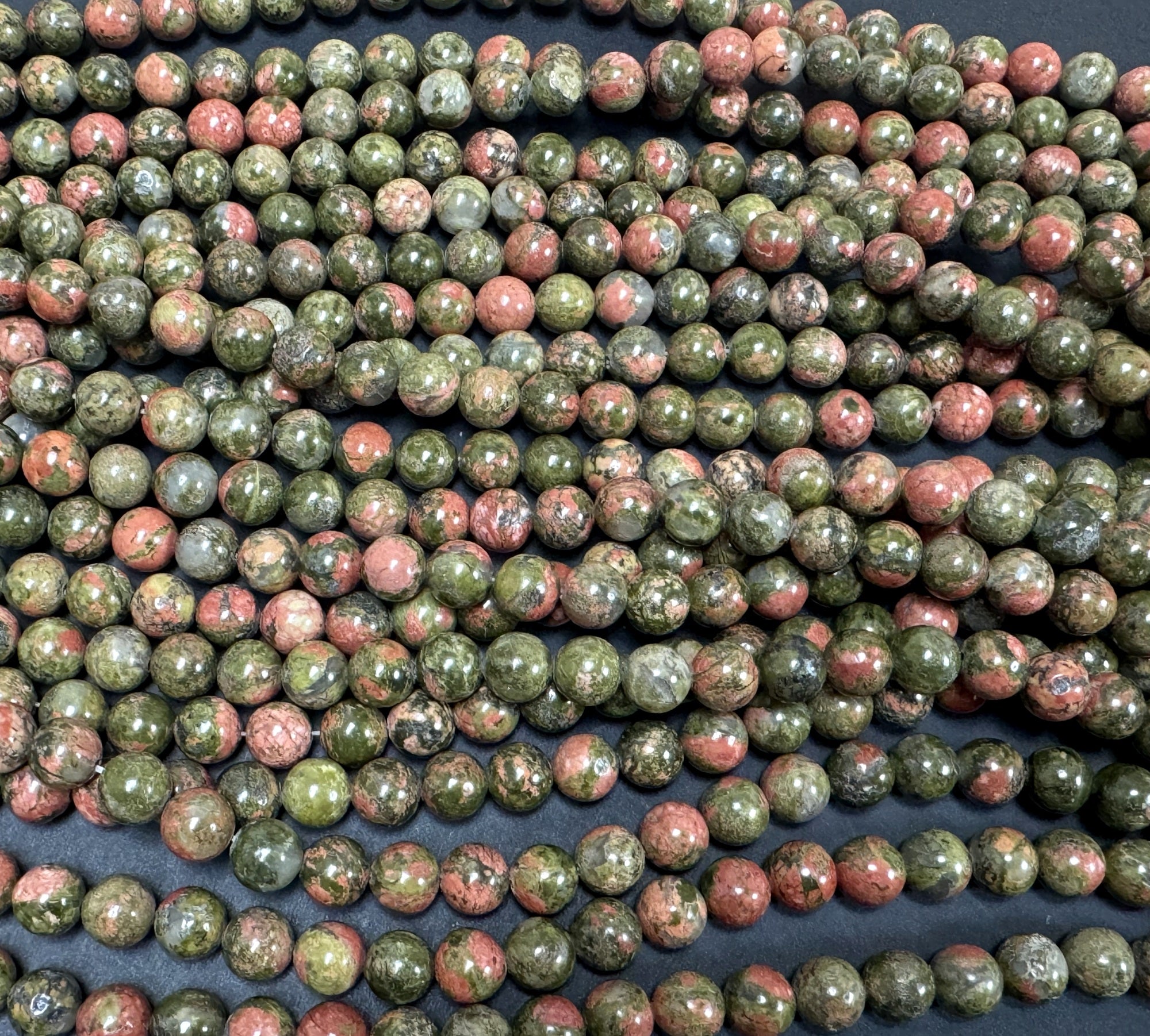 Unakite Jasper 8mm round natural gemstone beads 15" strand