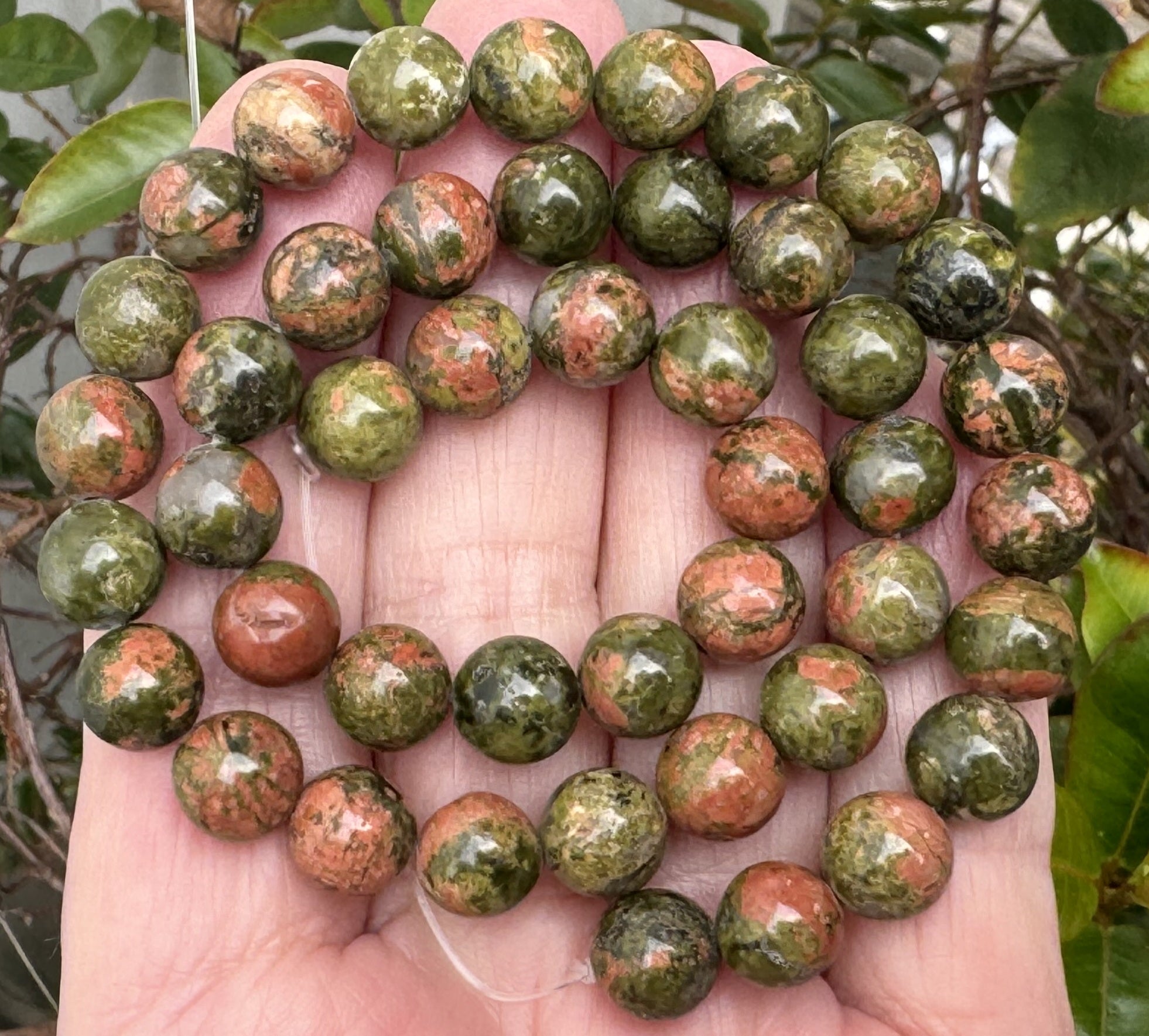 Unakite Jasper 8mm round natural gemstone beads 15" strand