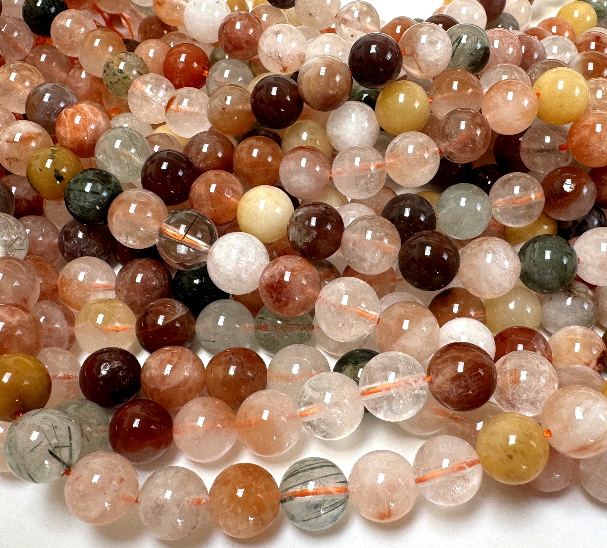 Fu Lu Shou Quartz 8mm round natural gemstone beads 15.5" strand