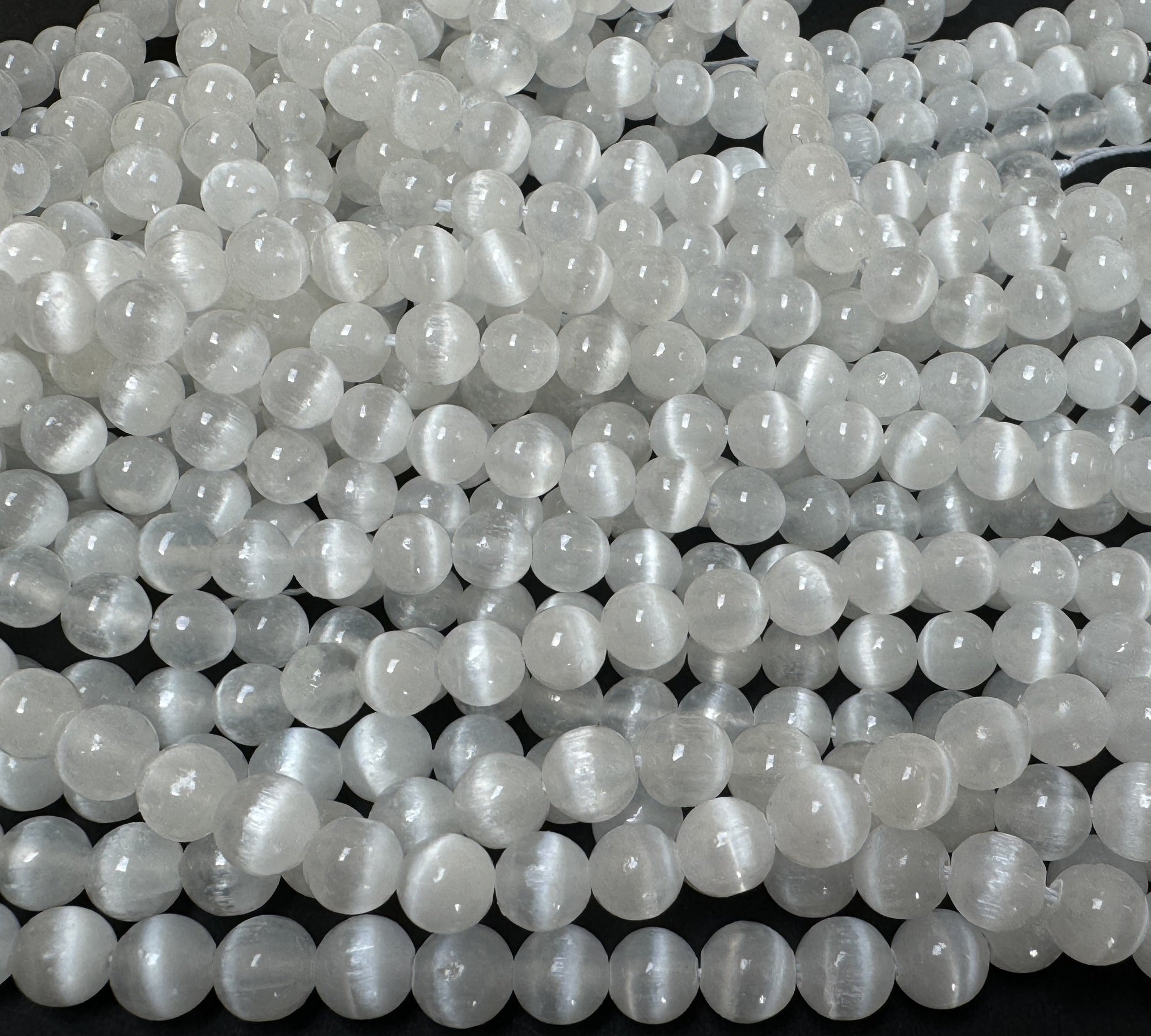 Selenite 6mm round natural gemstone beads 15.5" strand