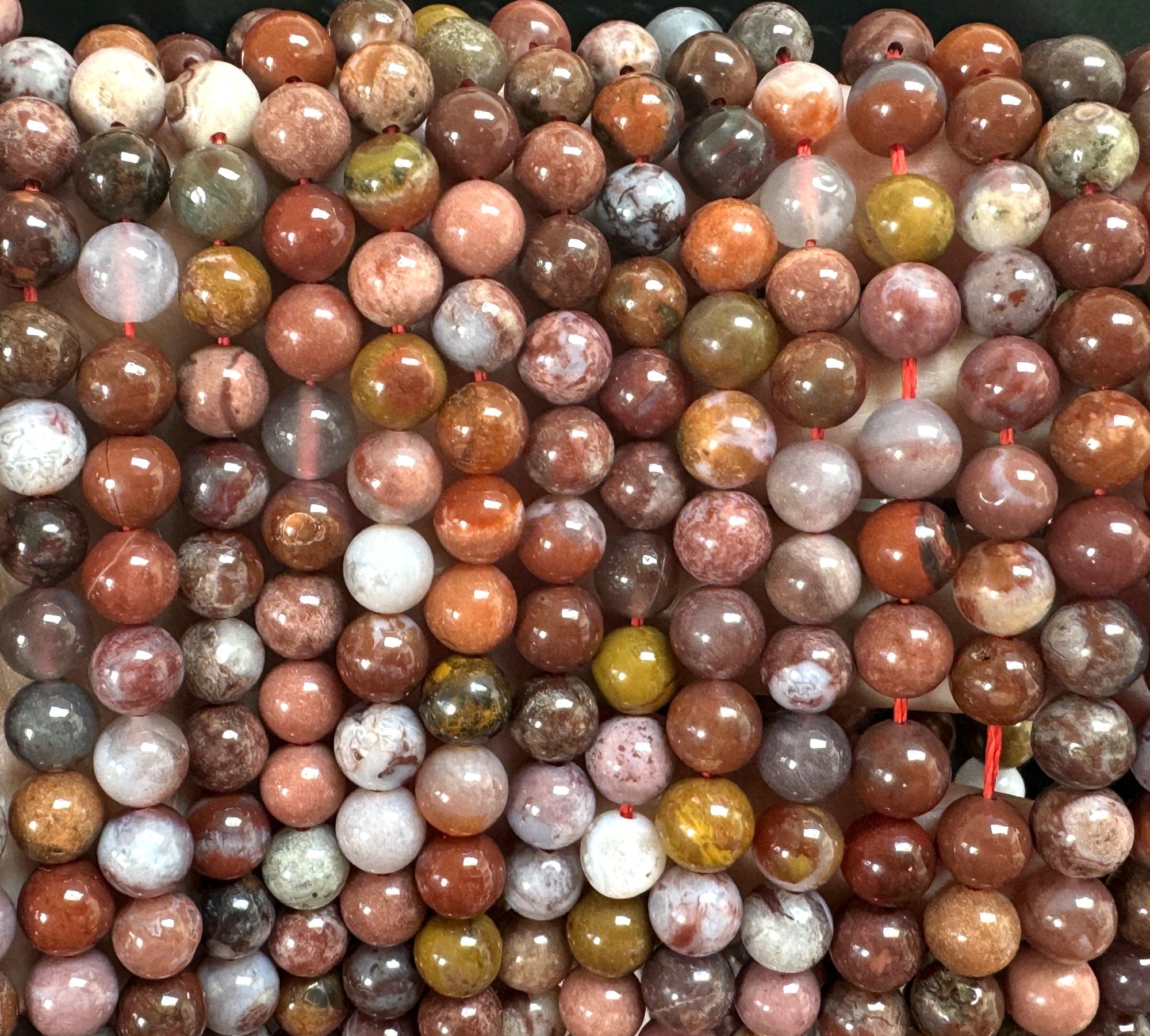 Portuguese Agate 8mm round natural gemstone beads 15.5" strand