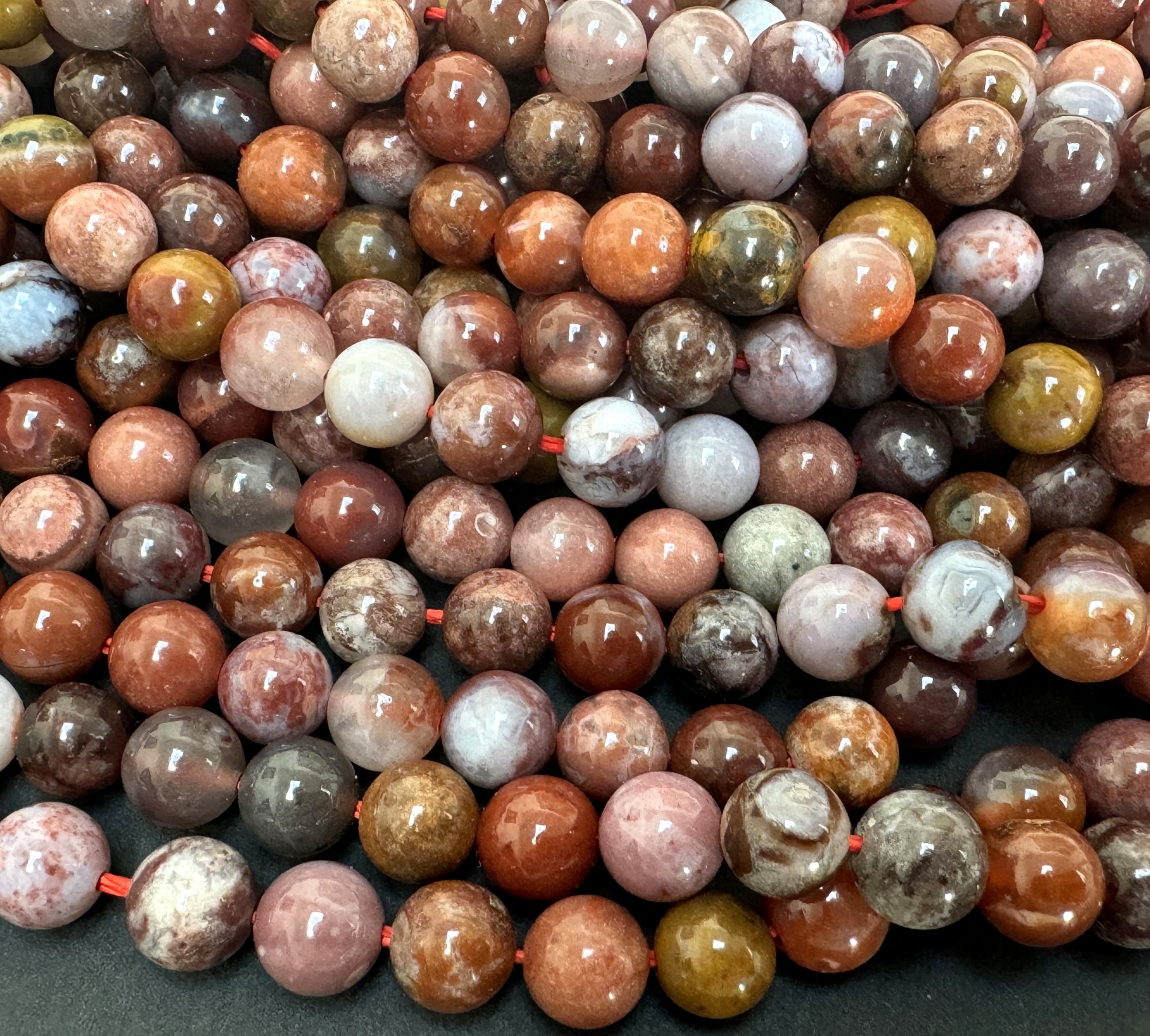 Portuguese Agate 8mm round natural gemstone beads 15.5" strand