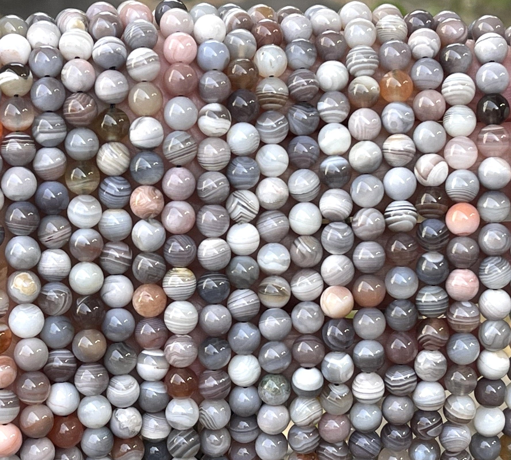 Pink Botswana Agate 6mm round natural gemstone beads 15.5" strand