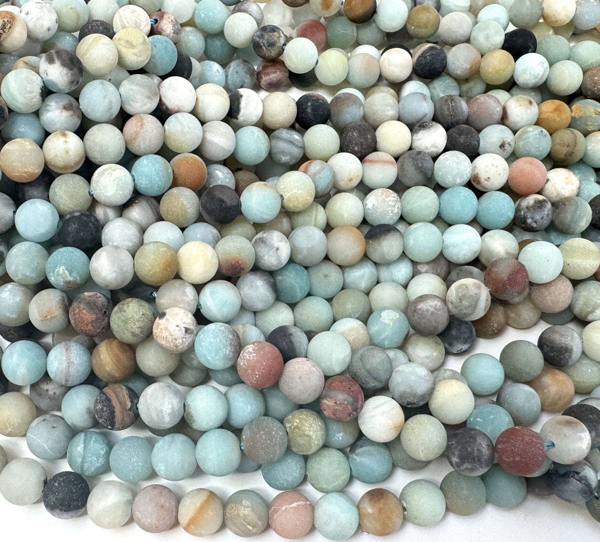 Amazonite matte 8mm round gemstone beads 15.5" strand