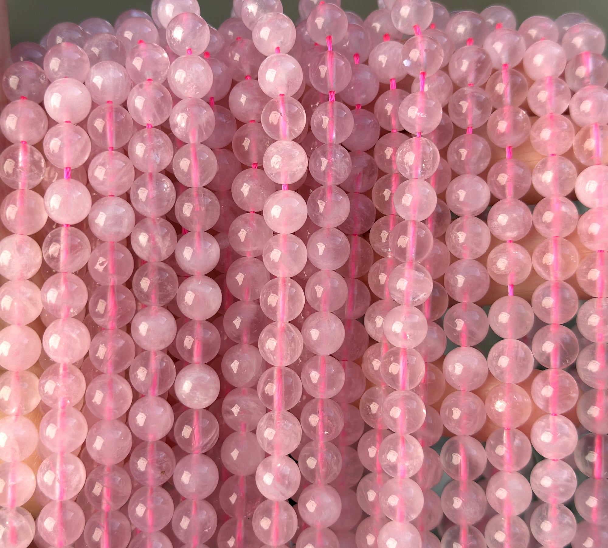 Madagascar Rose Quartz 8mm round natural gemstone beads 15.5" strand