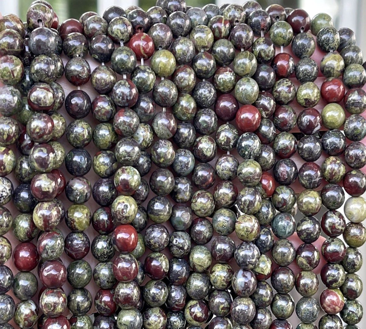 Dragon Blood Jasper 8mm round natural gemstones beads 15.5" strand - Oz Beads 