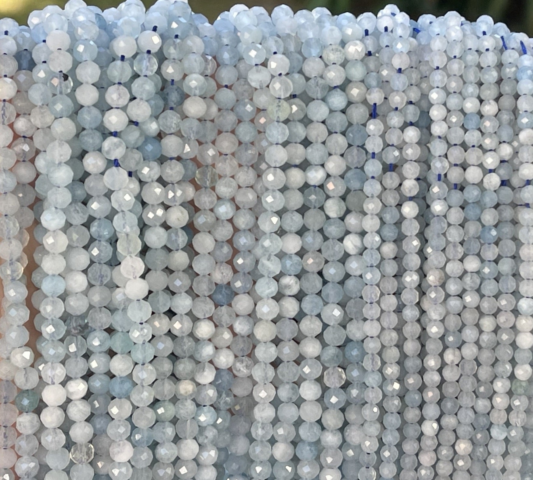 Aquamarine 4mm faceted round natural gemstone beads 15.5" strand