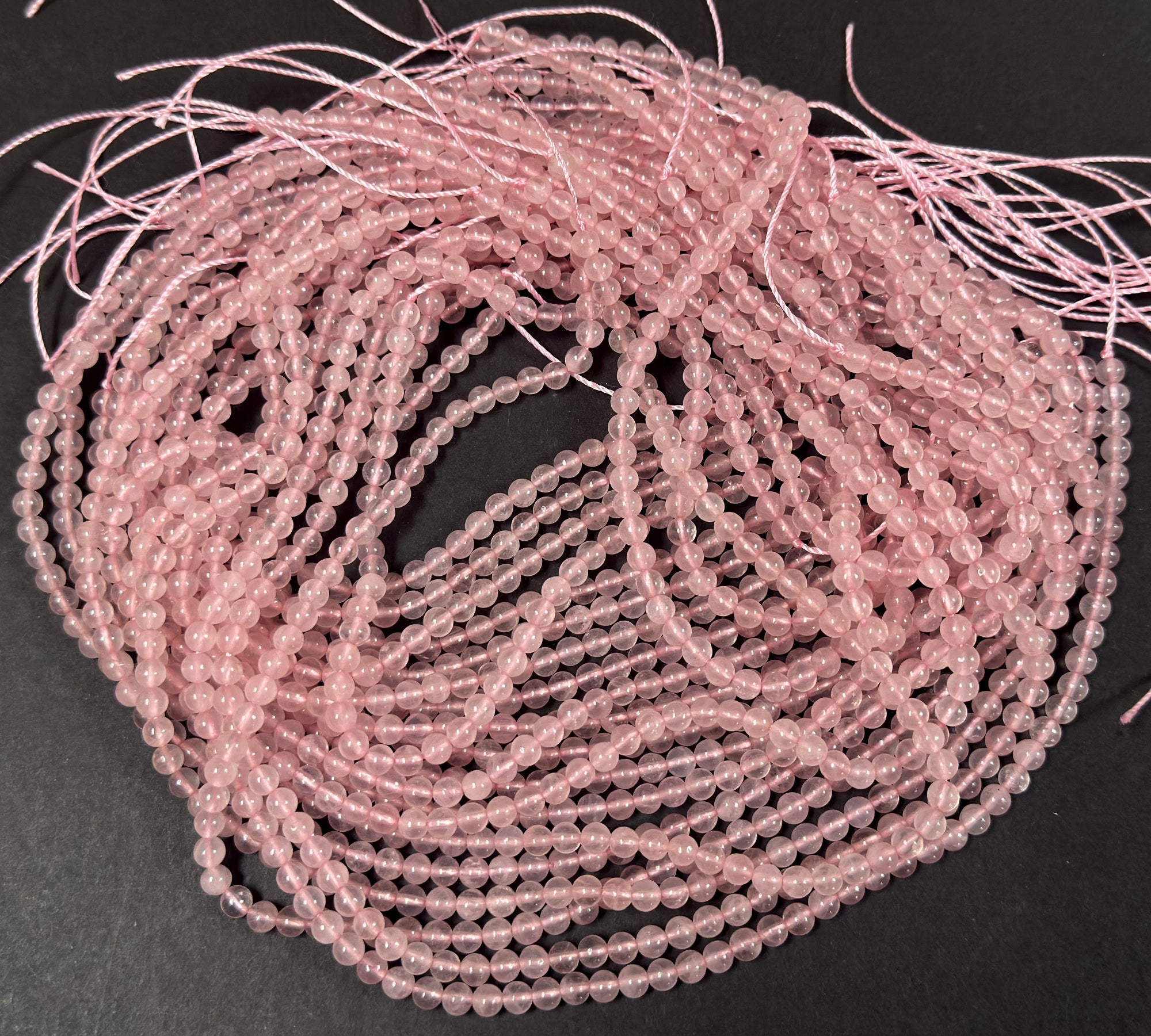 Rose Quartz 4mm round natural gemstone beads 15.5" strand