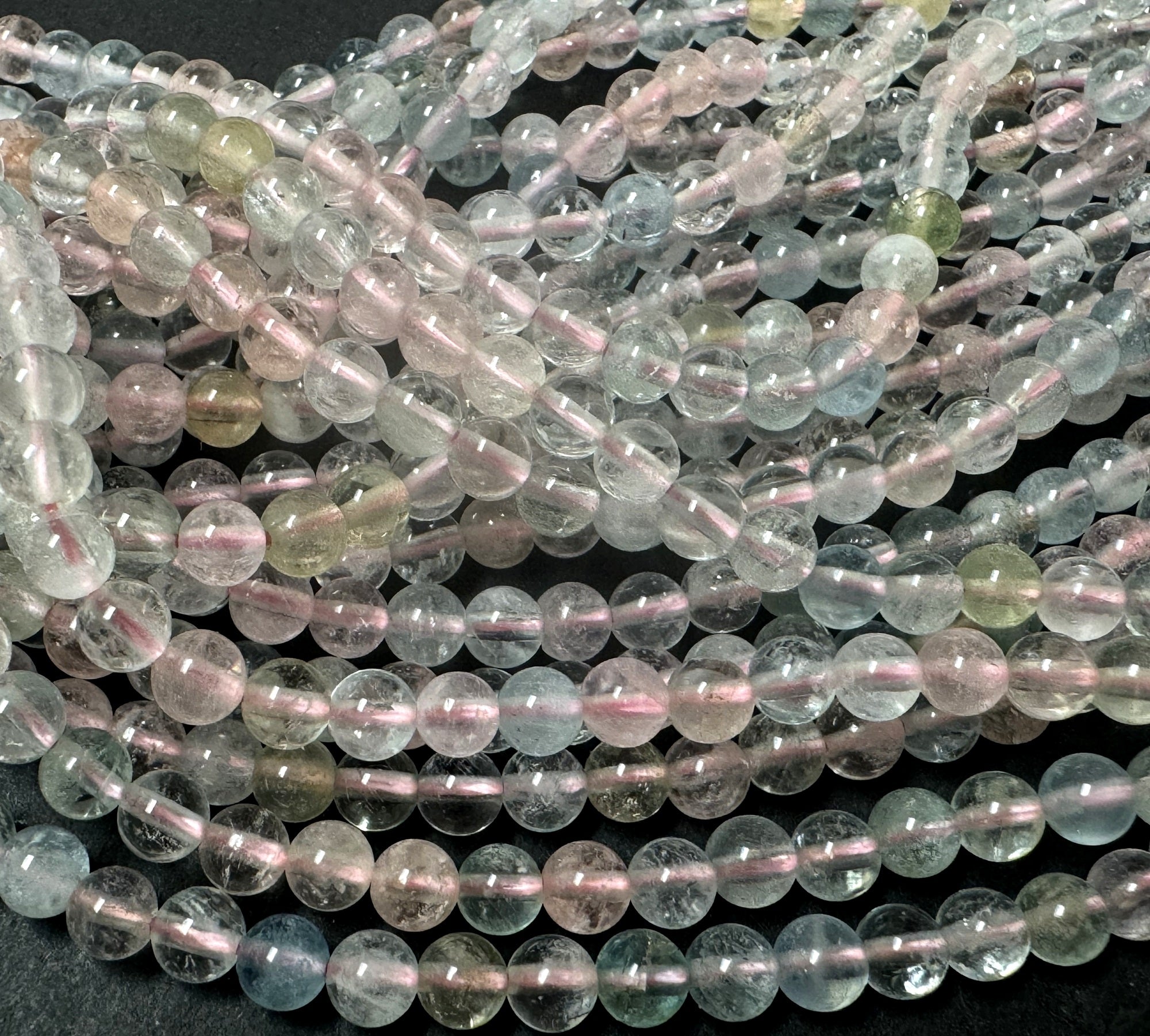 Morganite Aquamarine Beryl 4mm round natural gemstone beads 15.5" strand