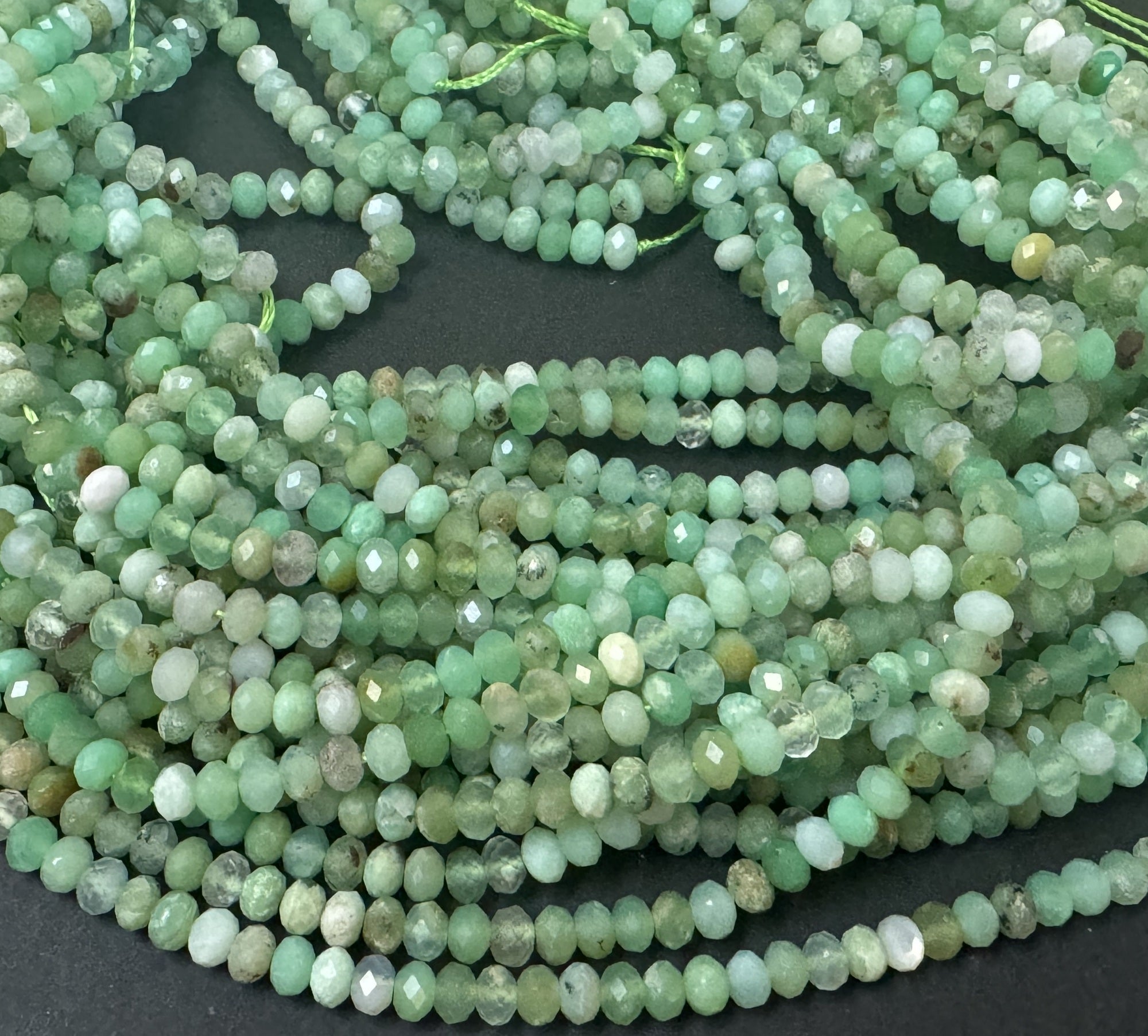 Chrysoprase Australian Jade 4x3mm faceted rondelle natural gemstone beads 15.5" strand