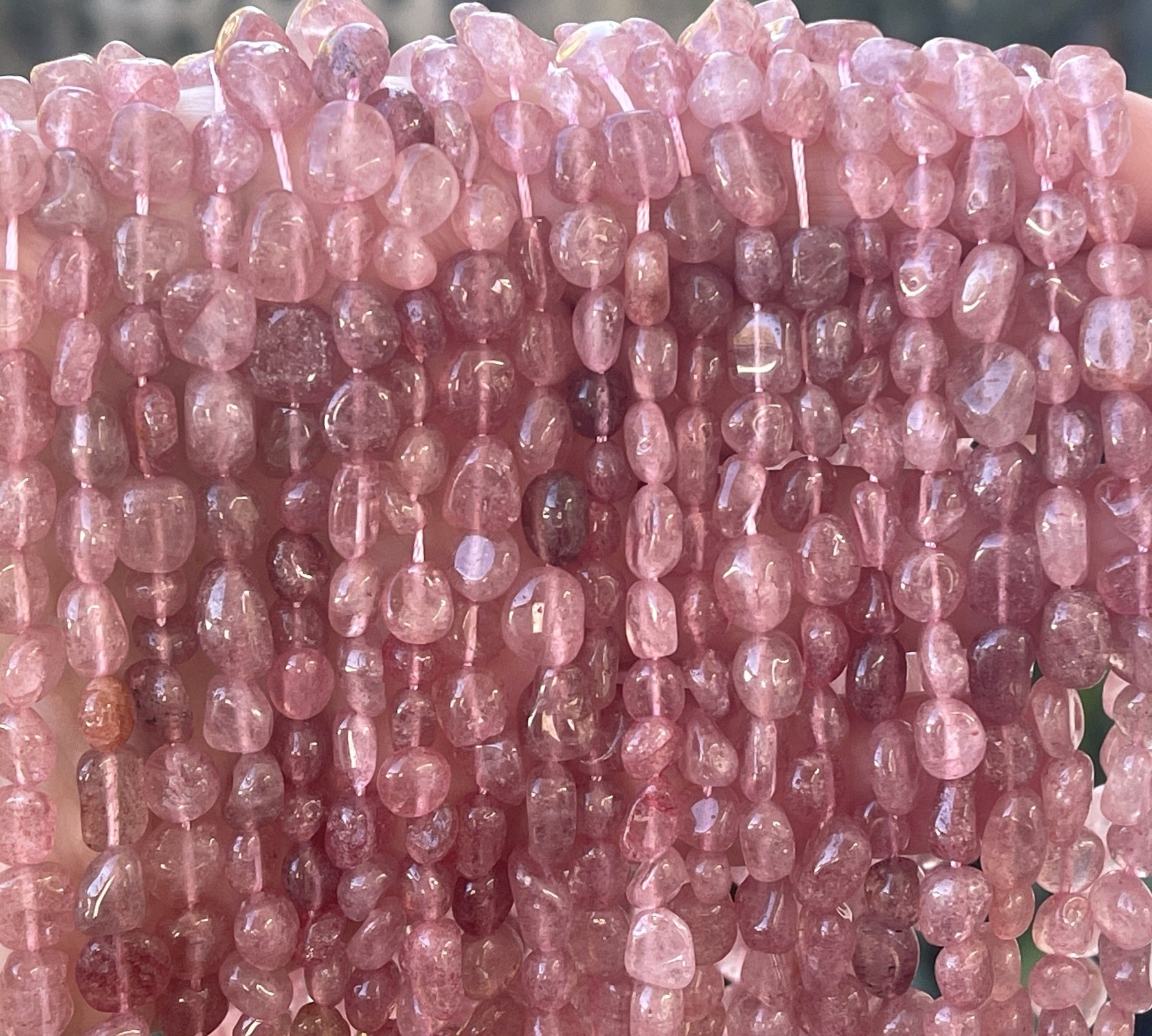 Strawberry Quartz 6-8mm nuggets natural gemstone beads 16" strand