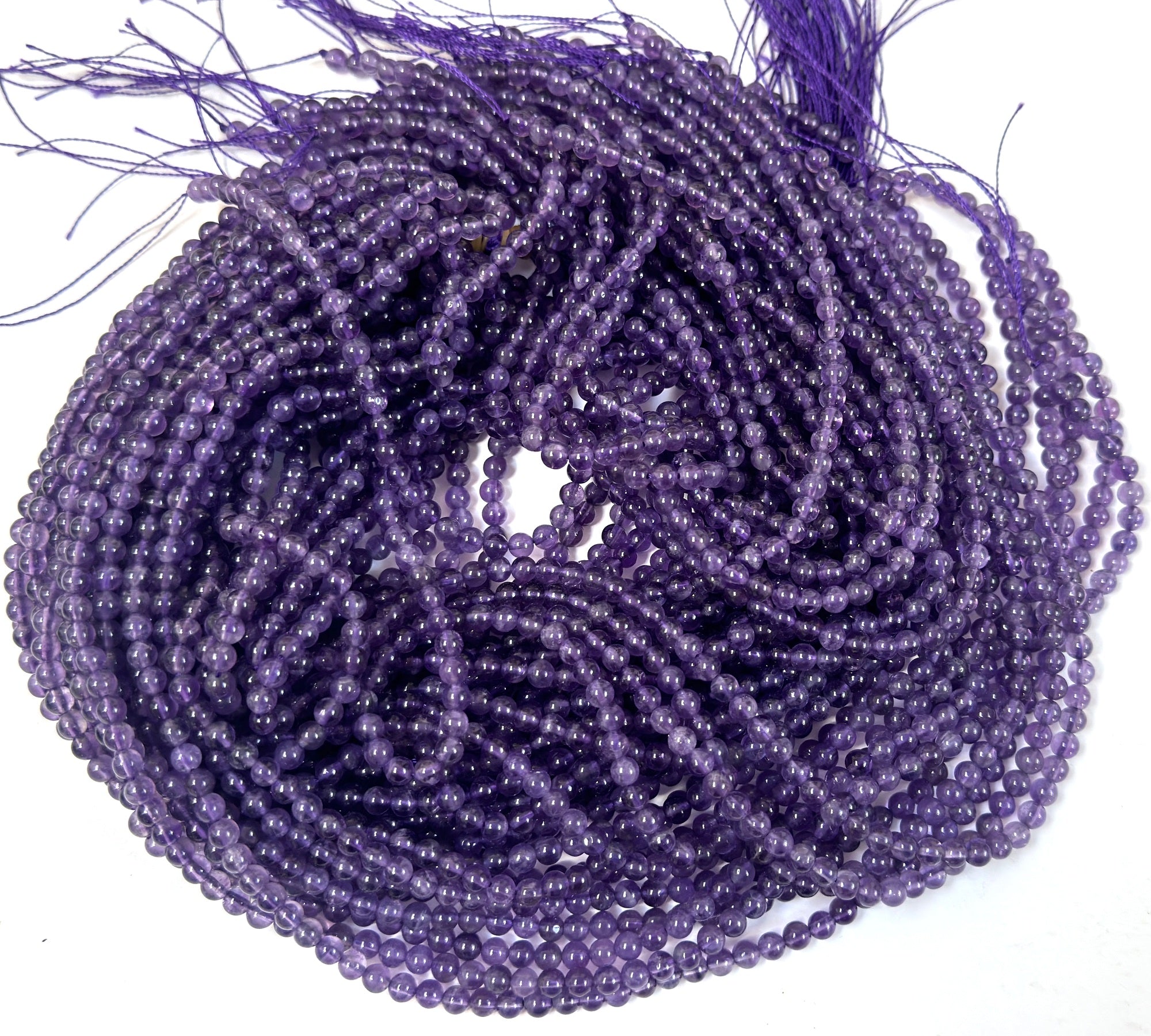 Amethyst 4mm round natural gemstone beads 15.5" strand