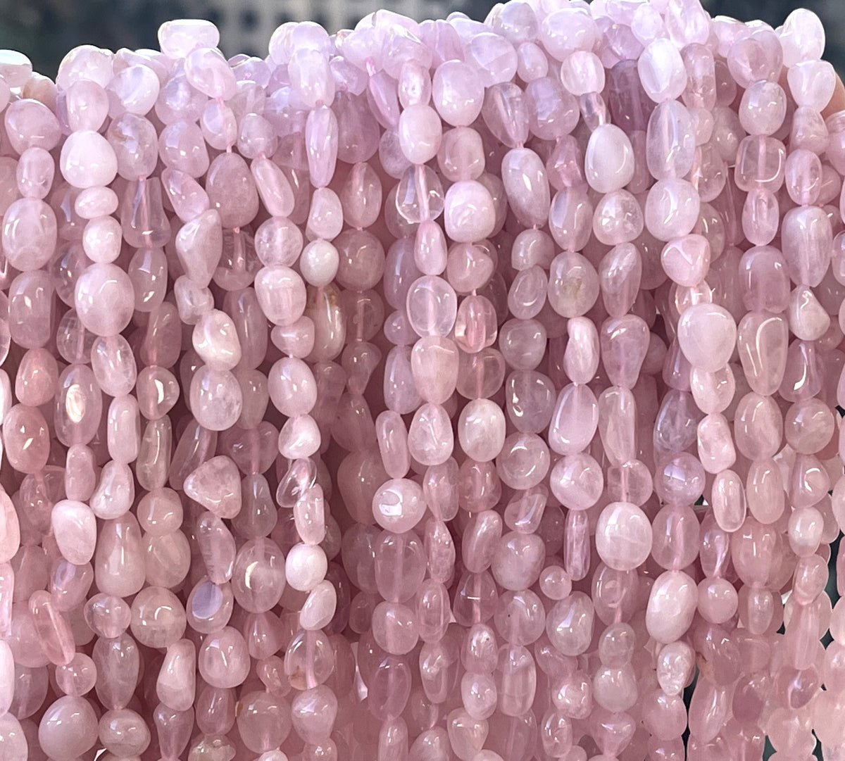 Madagascar Rose Quartz 6-9mm nuggets natural gemstone beads 15.5" strand - Oz Beads 