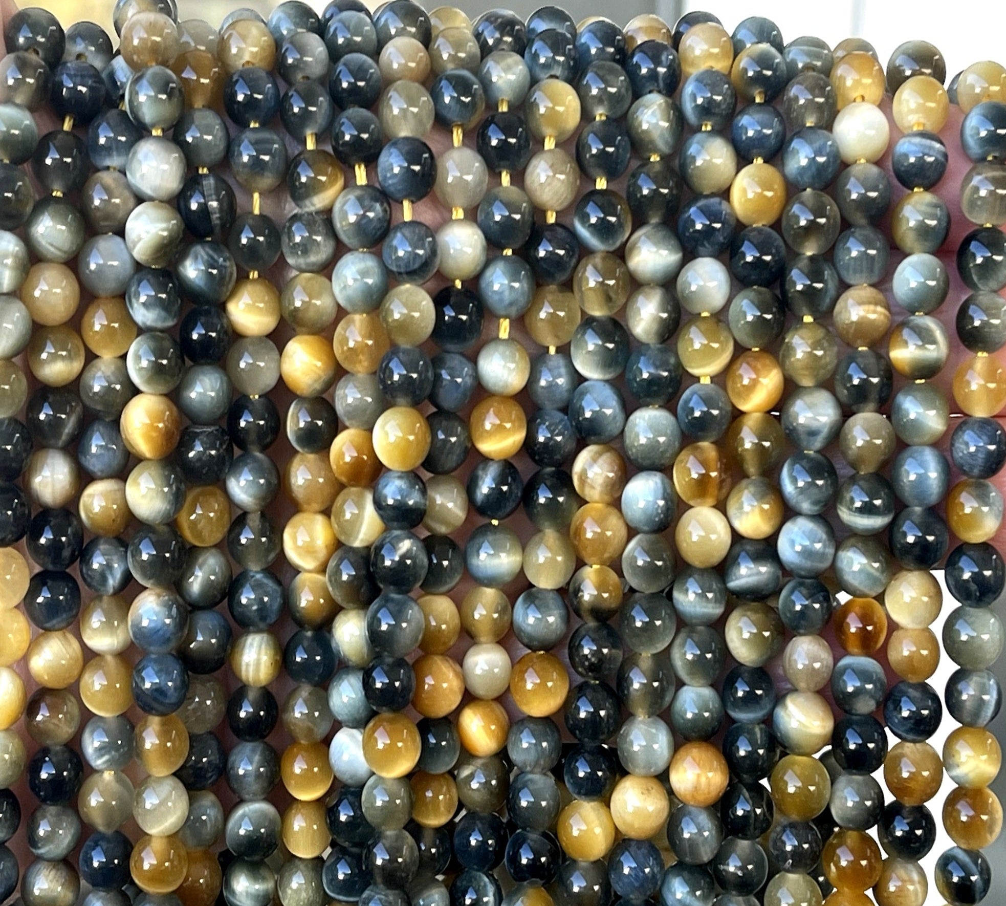 Golden Blue Tiger Eye 6mm round gemstone beads 15.5" strand