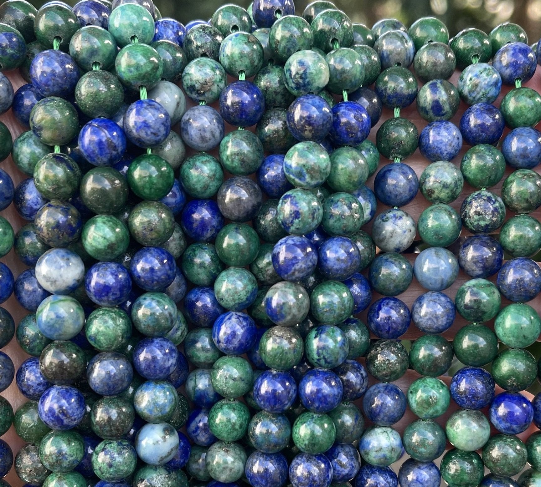 Chrysocolla Lapis Lazuli 8mm round polished beads 15.5" strand