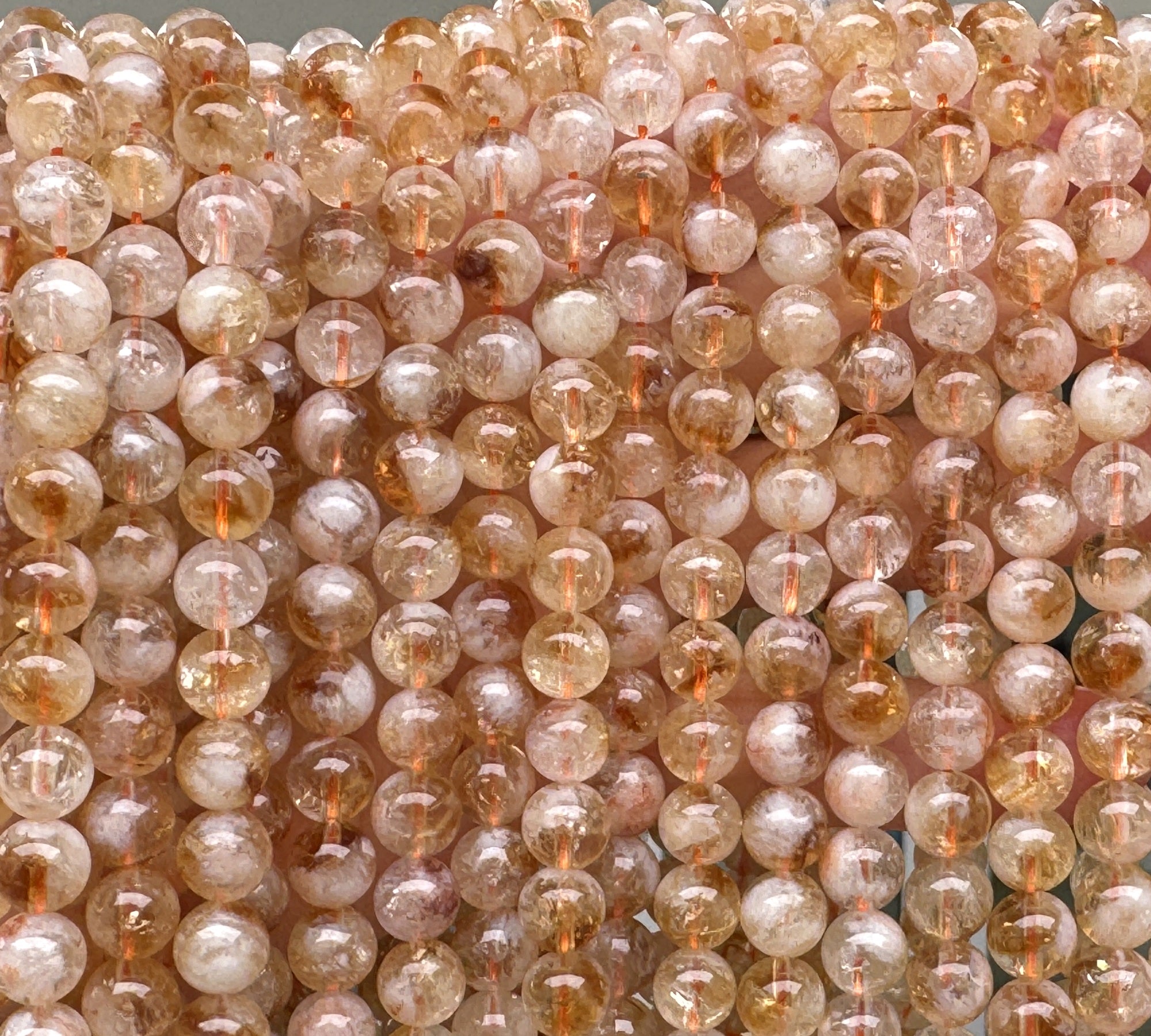 Snow Citrine 8mm round natural gemstone beads 15.5" strand