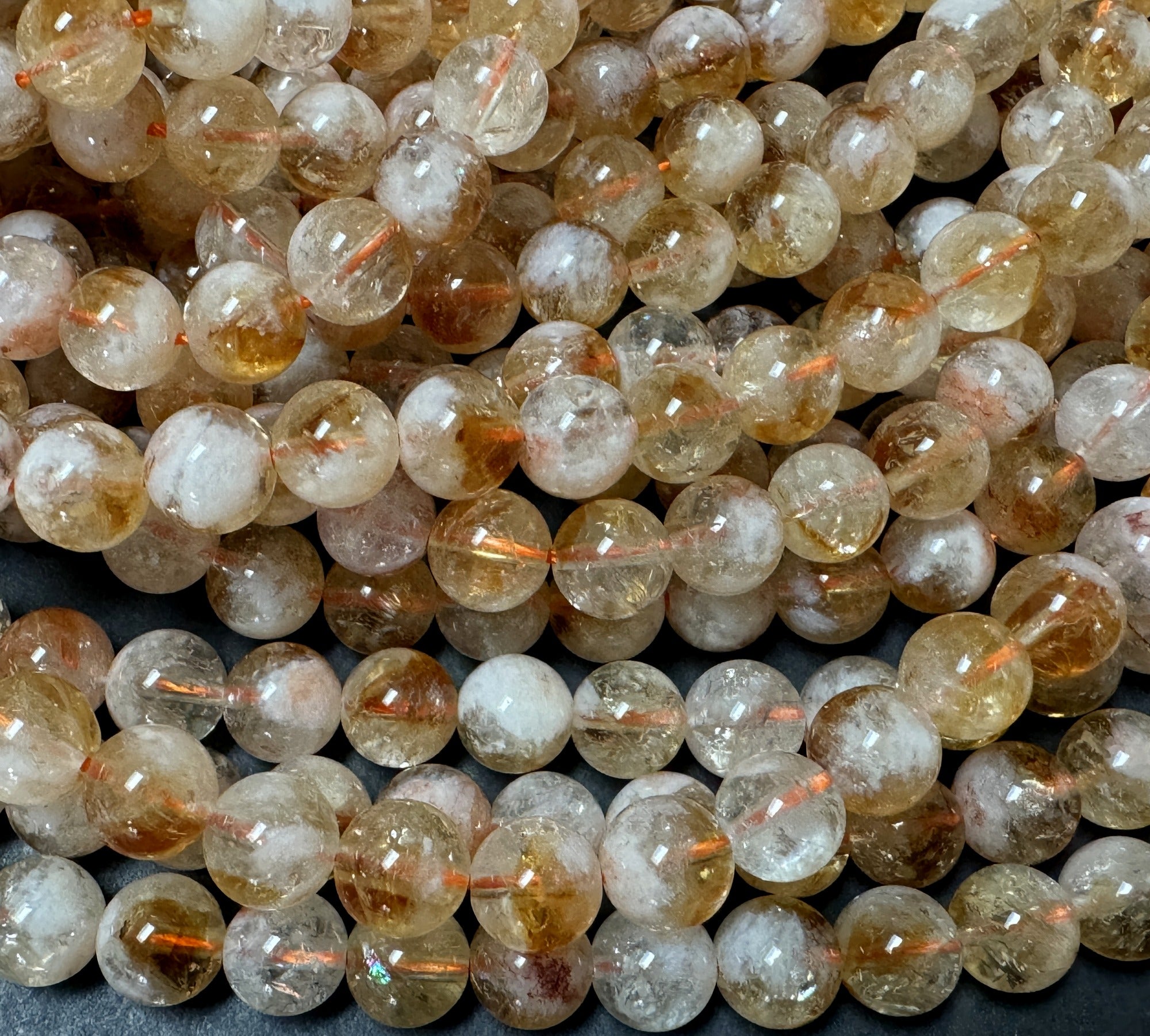 Snow Citrine 8mm round natural gemstone beads 15.5" strand