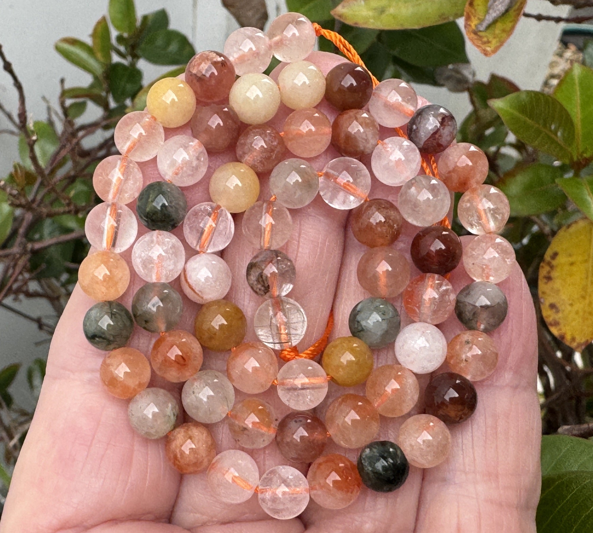 Fu Lu Shou Quartz 6mm round natural gemstone beads 15.5" strand