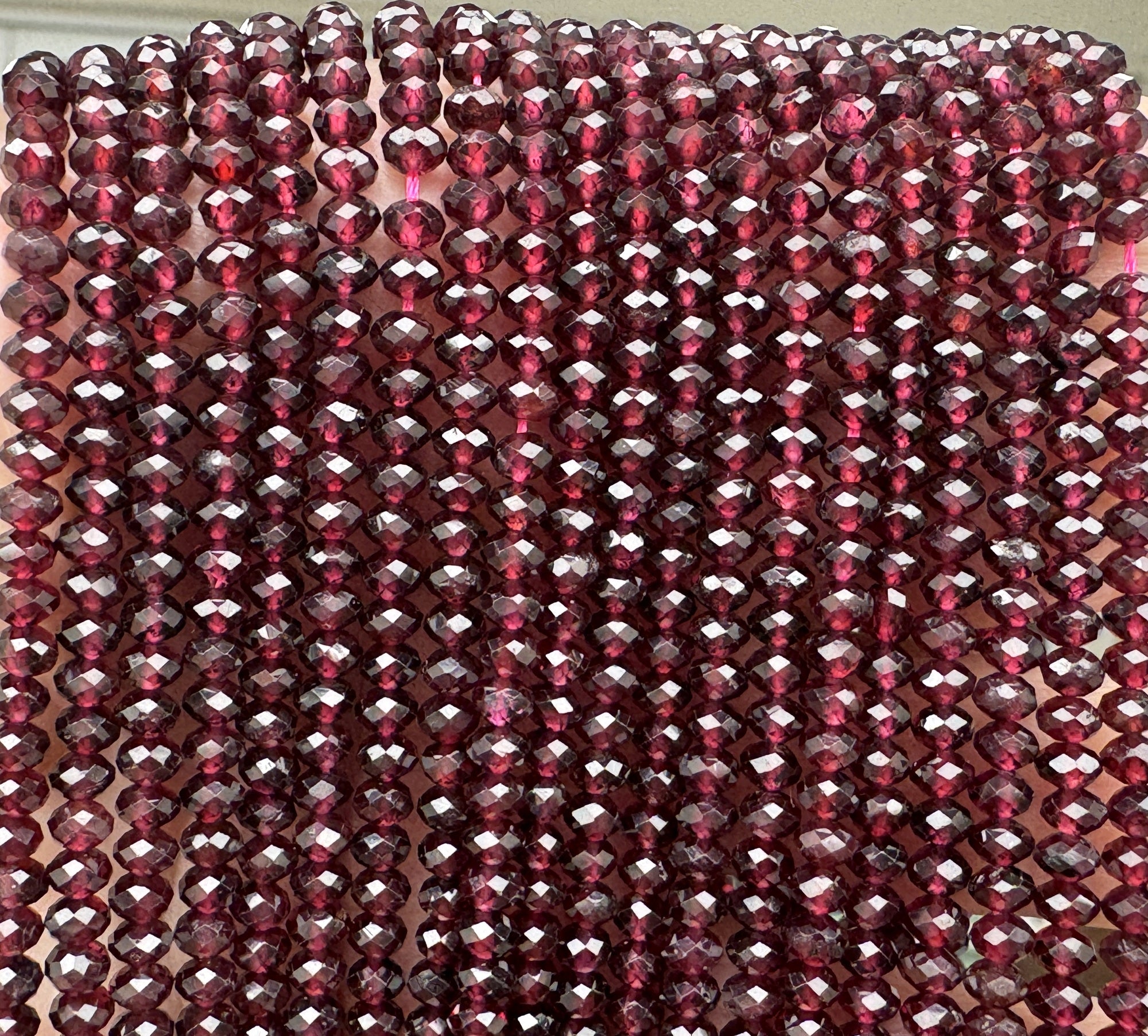 Red Garnet 3x4mm faceted rondelle natural gemstone beads 15.5" strand