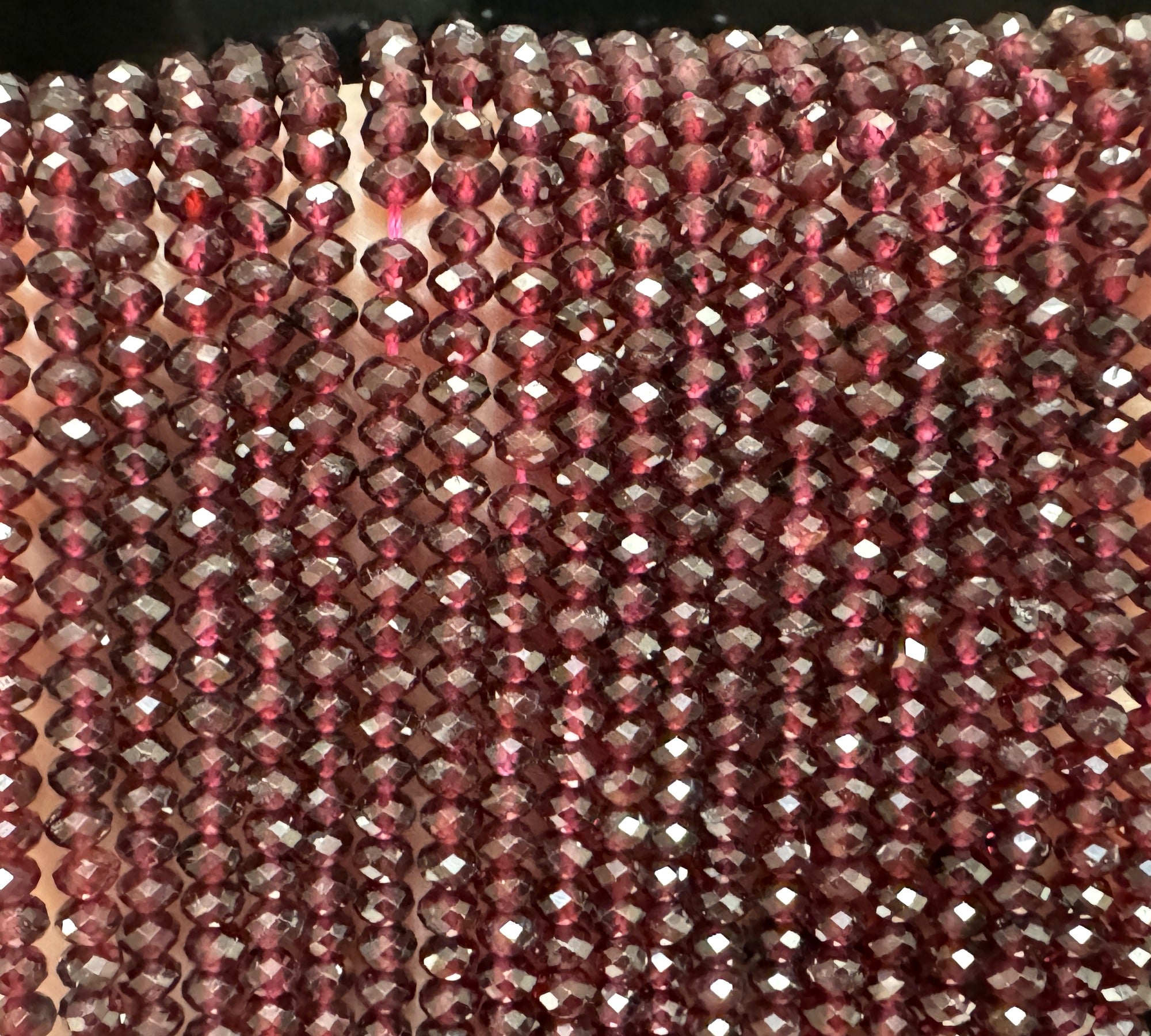 Red Garnet 3x4mm faceted rondelle natural gemstone beads 15.5" strand