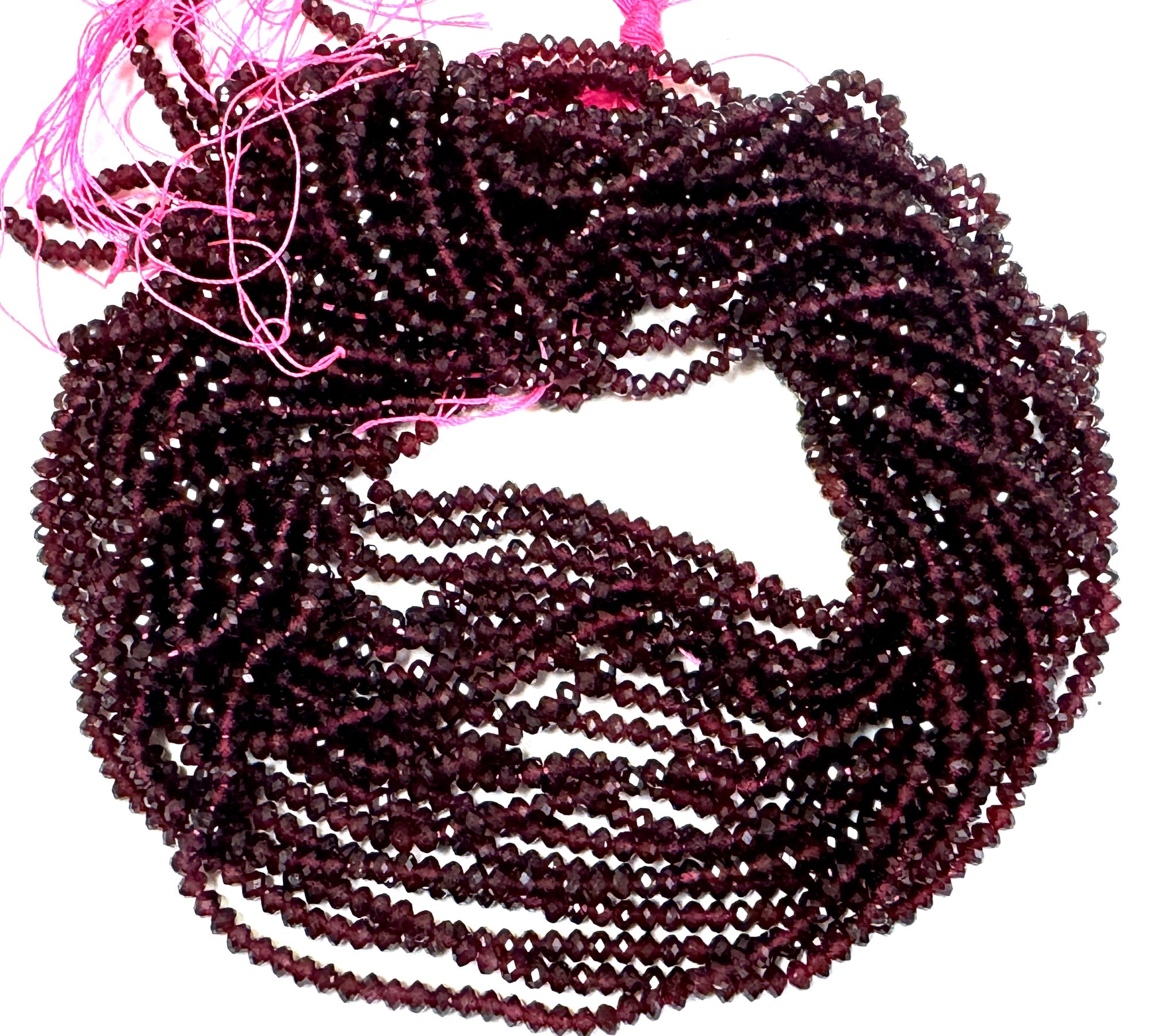 Red Garnet 3x4mm faceted rondelle natural gemstone beads 15.5" strand