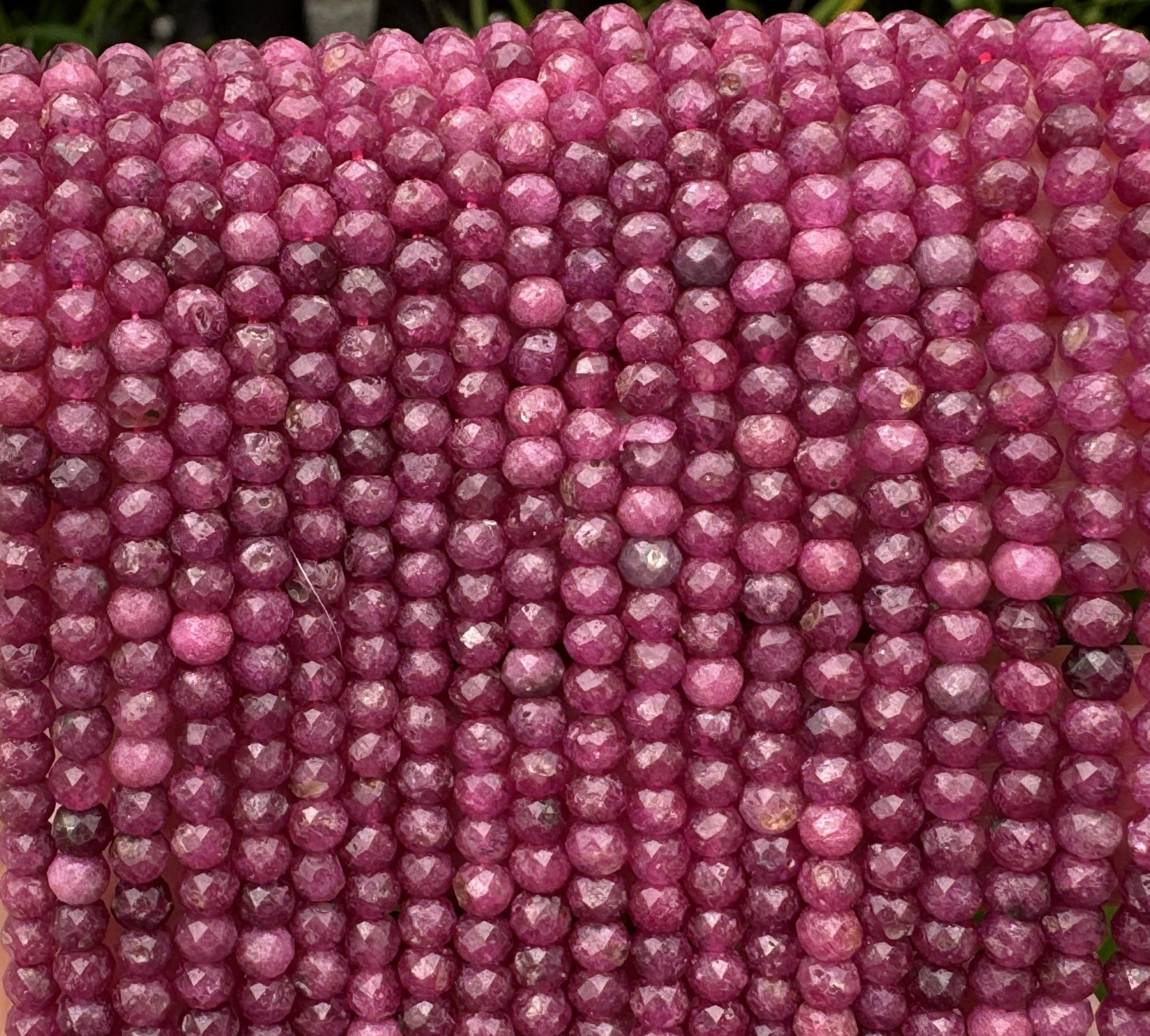 Ruby 3x4mm faceted rondelle natural gemstone beads 15.5" strand