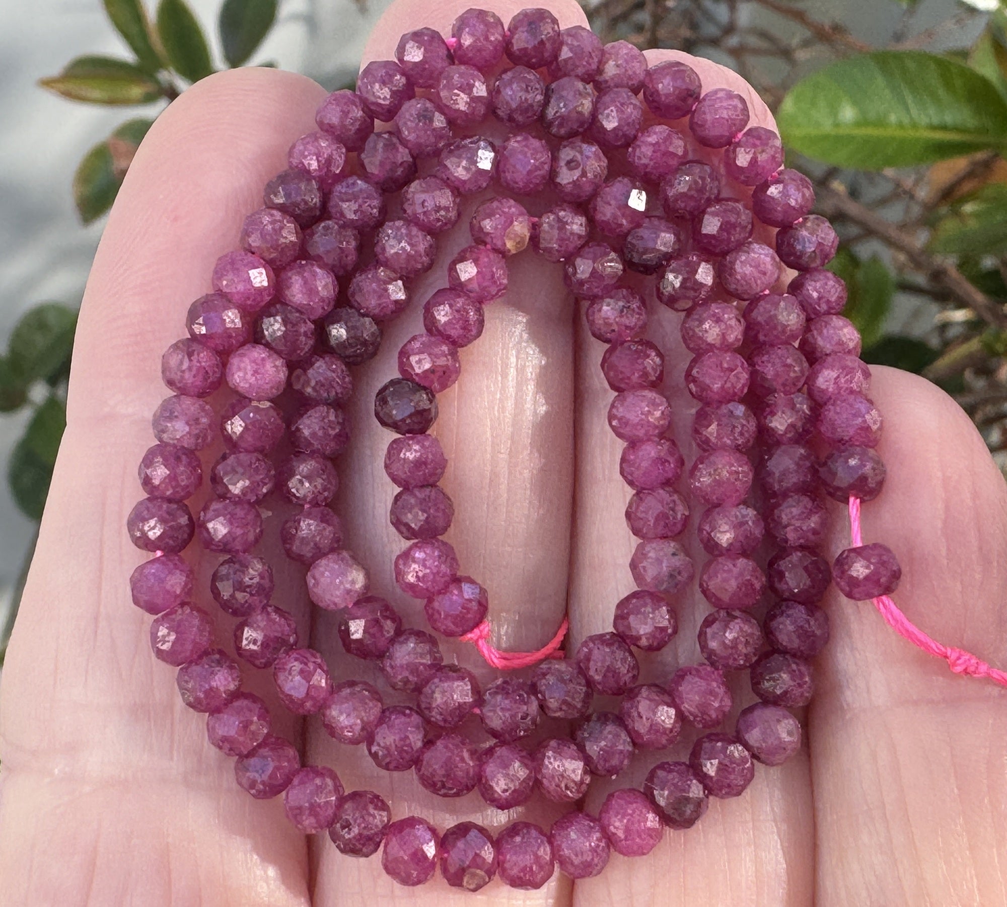 Ruby 3x4mm faceted rondelle natural gemstone beads 15.5" strand