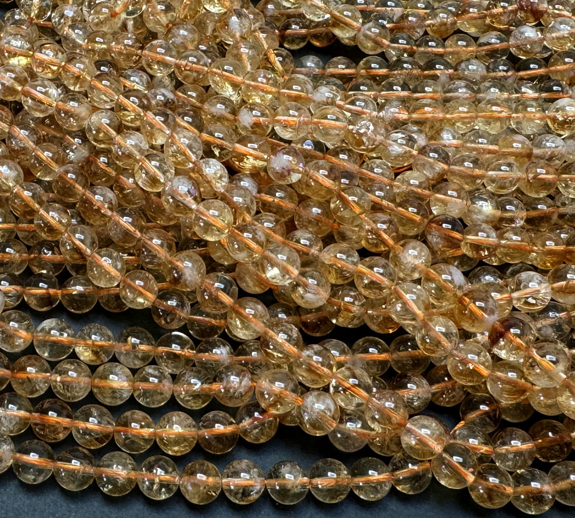 Citrine 8mm round natural gemstone gemstone beads 15" strand