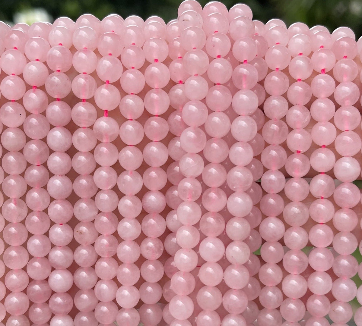 Rose Quartz 6mm round natural gemstone beads 15.5" strand - Oz Beads 