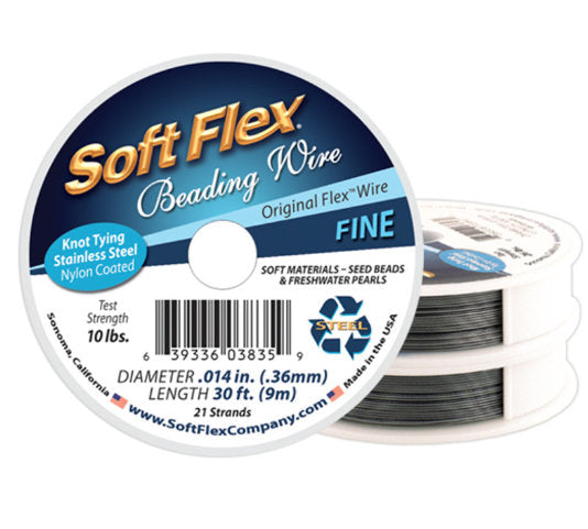 Soft Flex Beading Wire, 21 strands, .014 inch Fine, 30 feet, satin silver