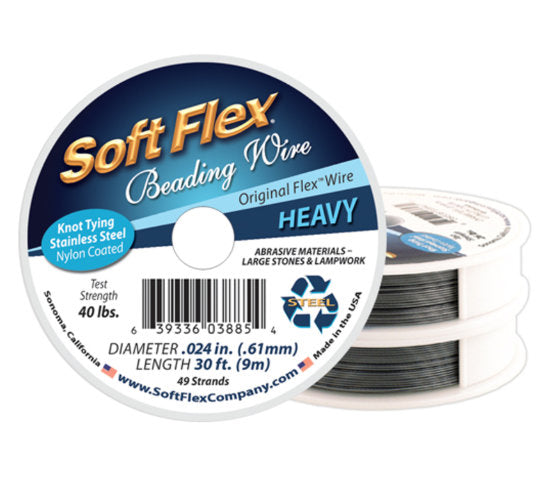 Soft Flex Beading Wire, 49 strands, .024 inch Heavy, 30 feet, satin silver