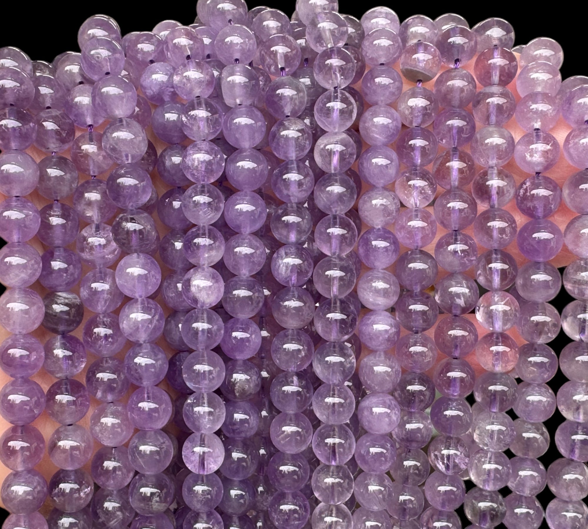 Lavender Amethyst 8mm round natural gemstone beads 15.5" strand