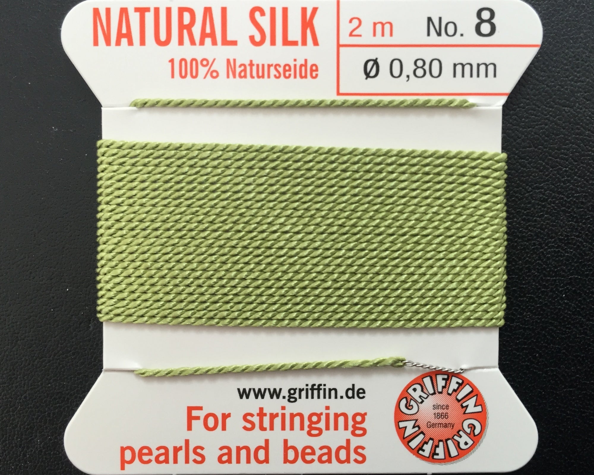 Silk Thread - Size 10 / 0.9mm Griffin Silk Beading Cord / Needle - Red (2 m)