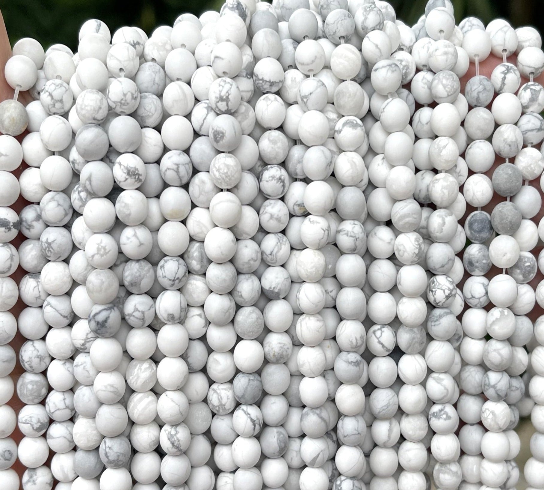 White Howlite matte 6mm round natural gemstone beads 15.5" strand - Oz Beads 