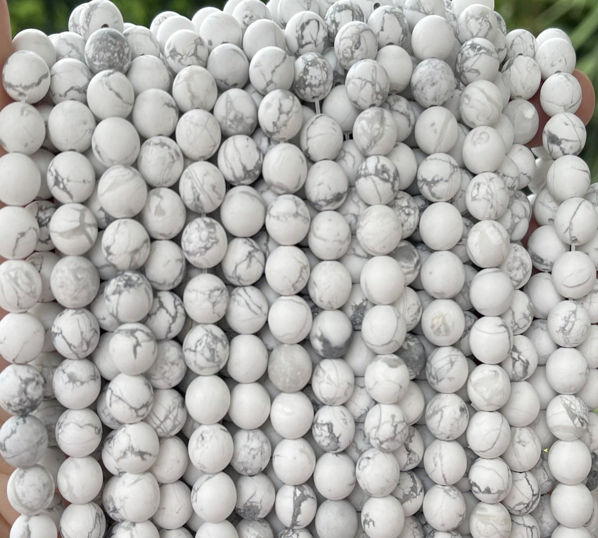 White Howlite matte 8mm round natural gemstone beads 15" strand - Oz Beads 