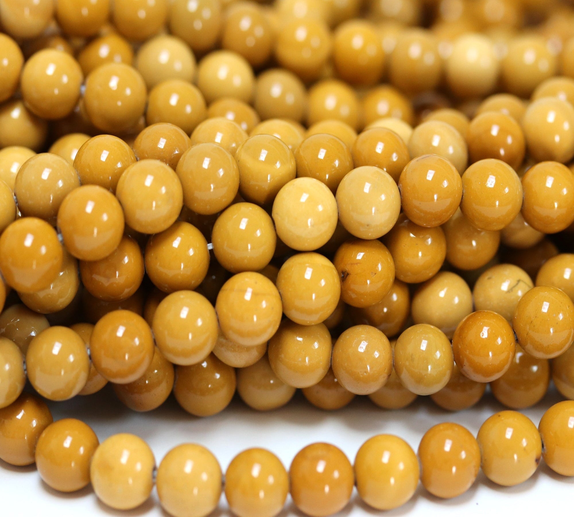 Yellow Mookaite Jasper 8mm round natural gemstone beads 15" strand - Oz Beads 