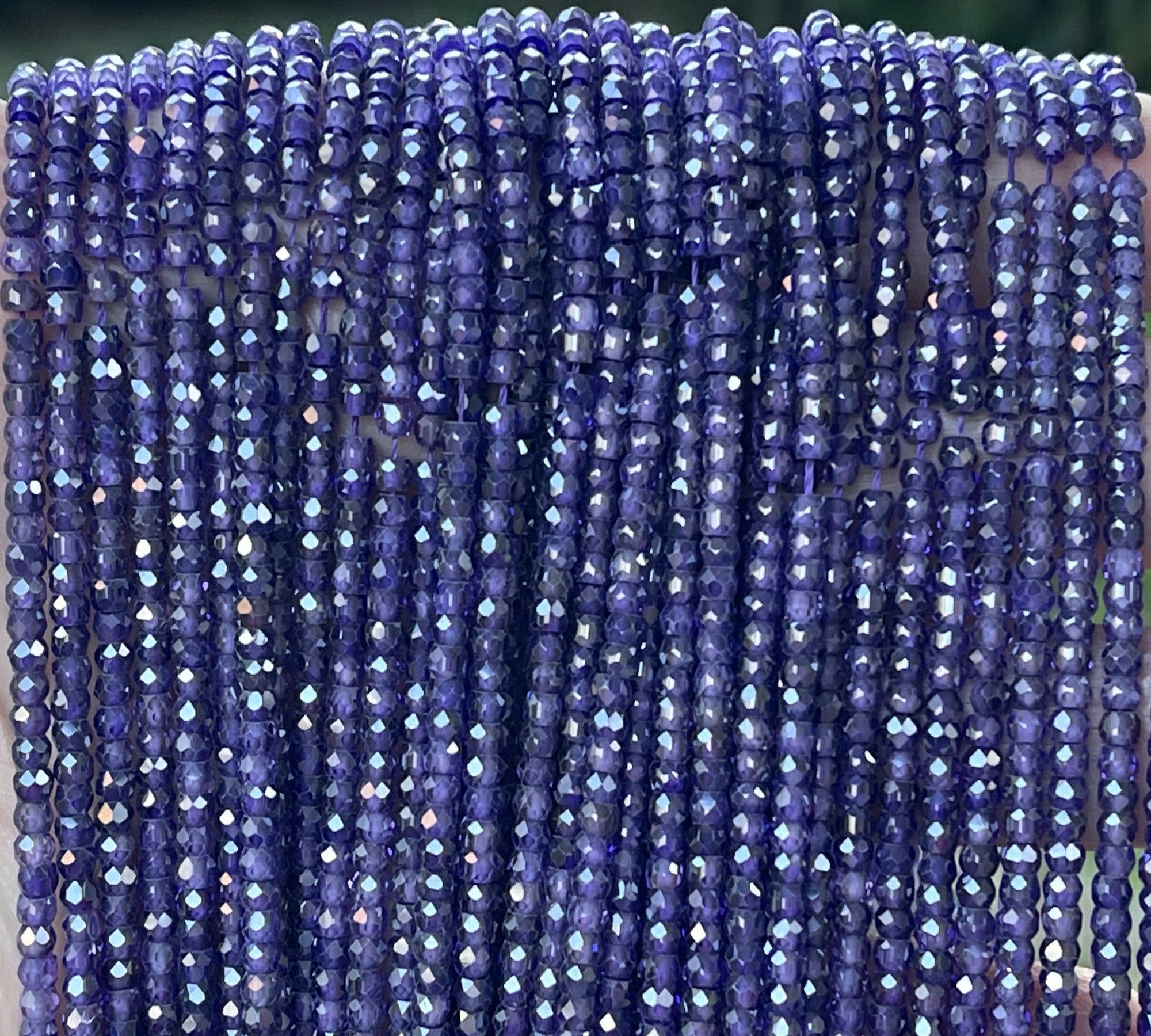 Purple Zircon 3x2mm rondelle micro faceted sparkling CZ beads 15" strand