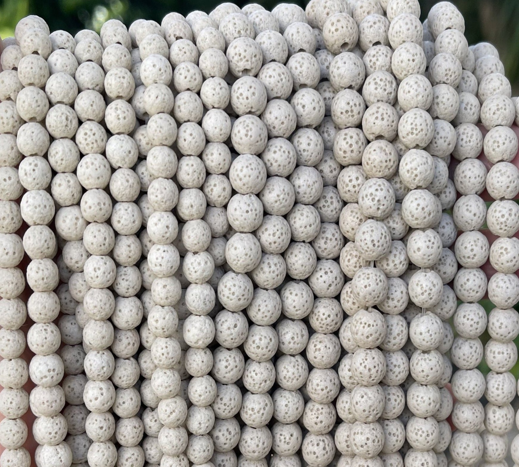 Lava Tan 6mm 8mm round natural volcanic lava diffuser beads 15.5" strand - Oz Beads 