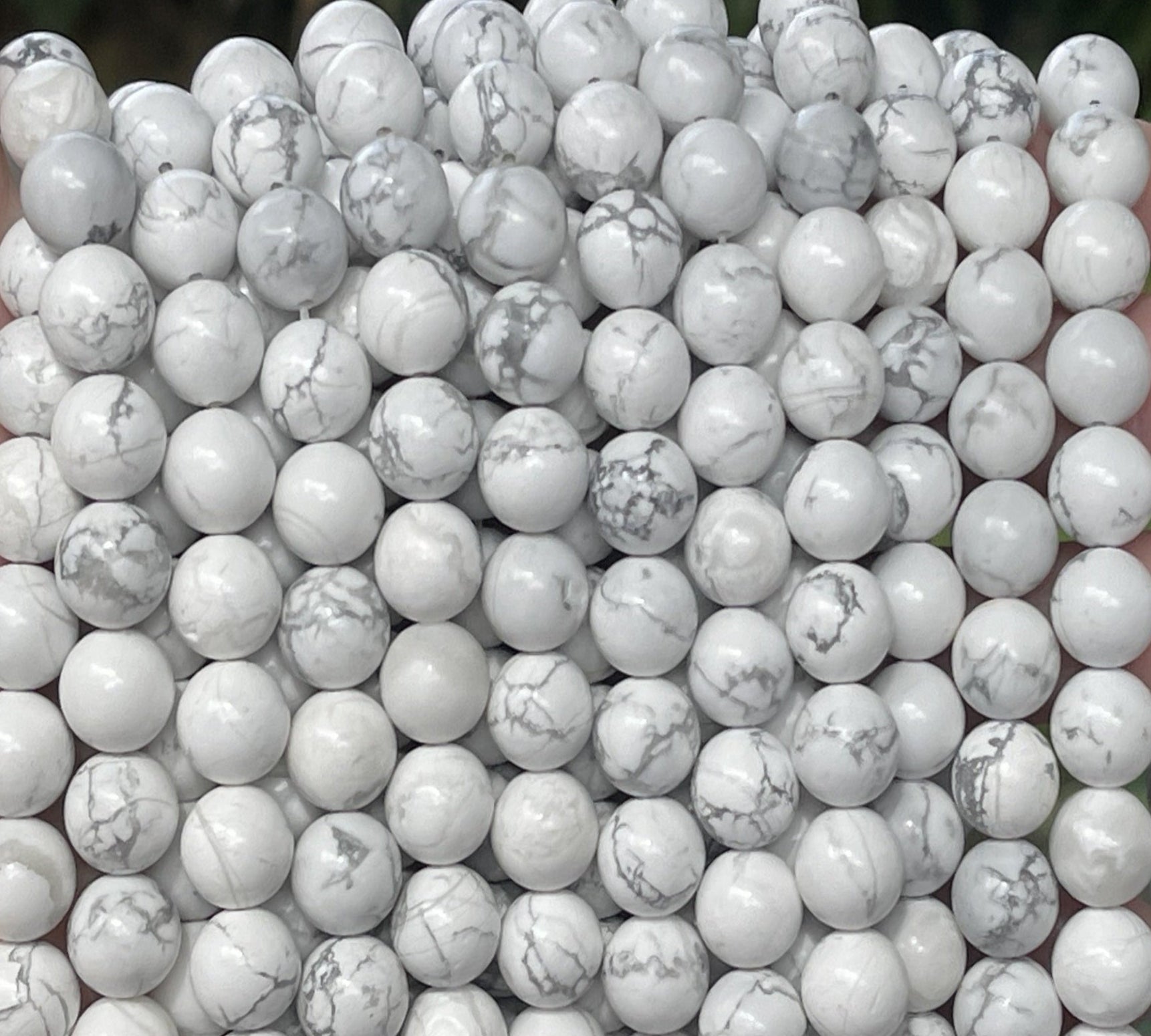 White Howlite 10mm round gemstone beads 15" strand