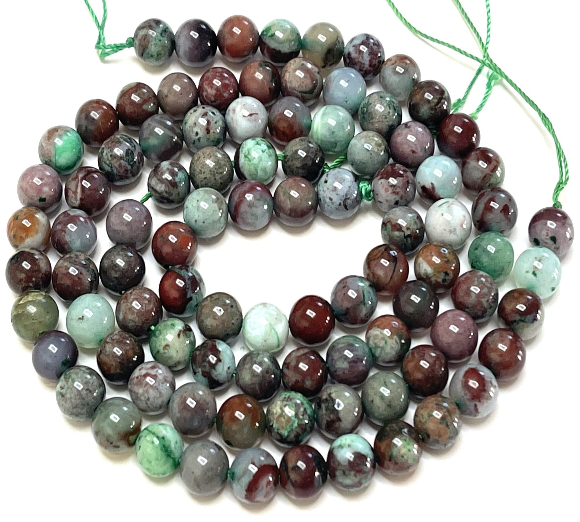 Green Portuguese Agate 8mm round gemstone beads 15.5" strand