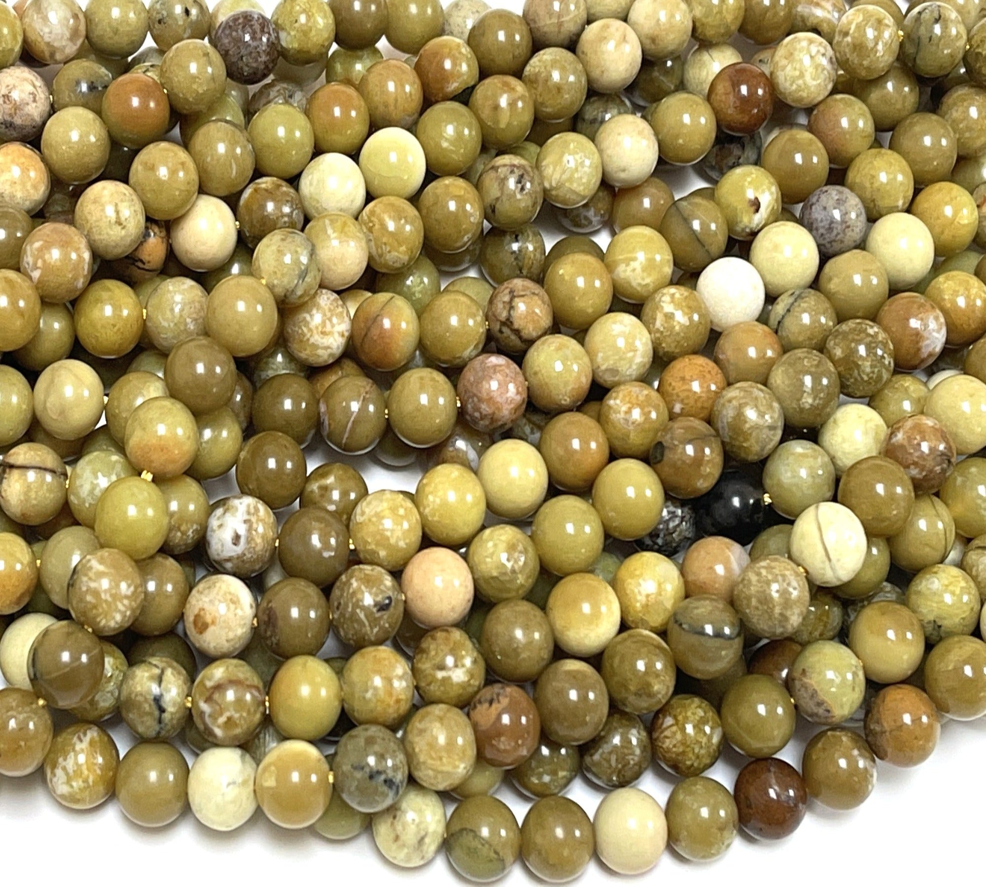 Yellow Opal 8mm round natural gemstone beads 15.5" strand