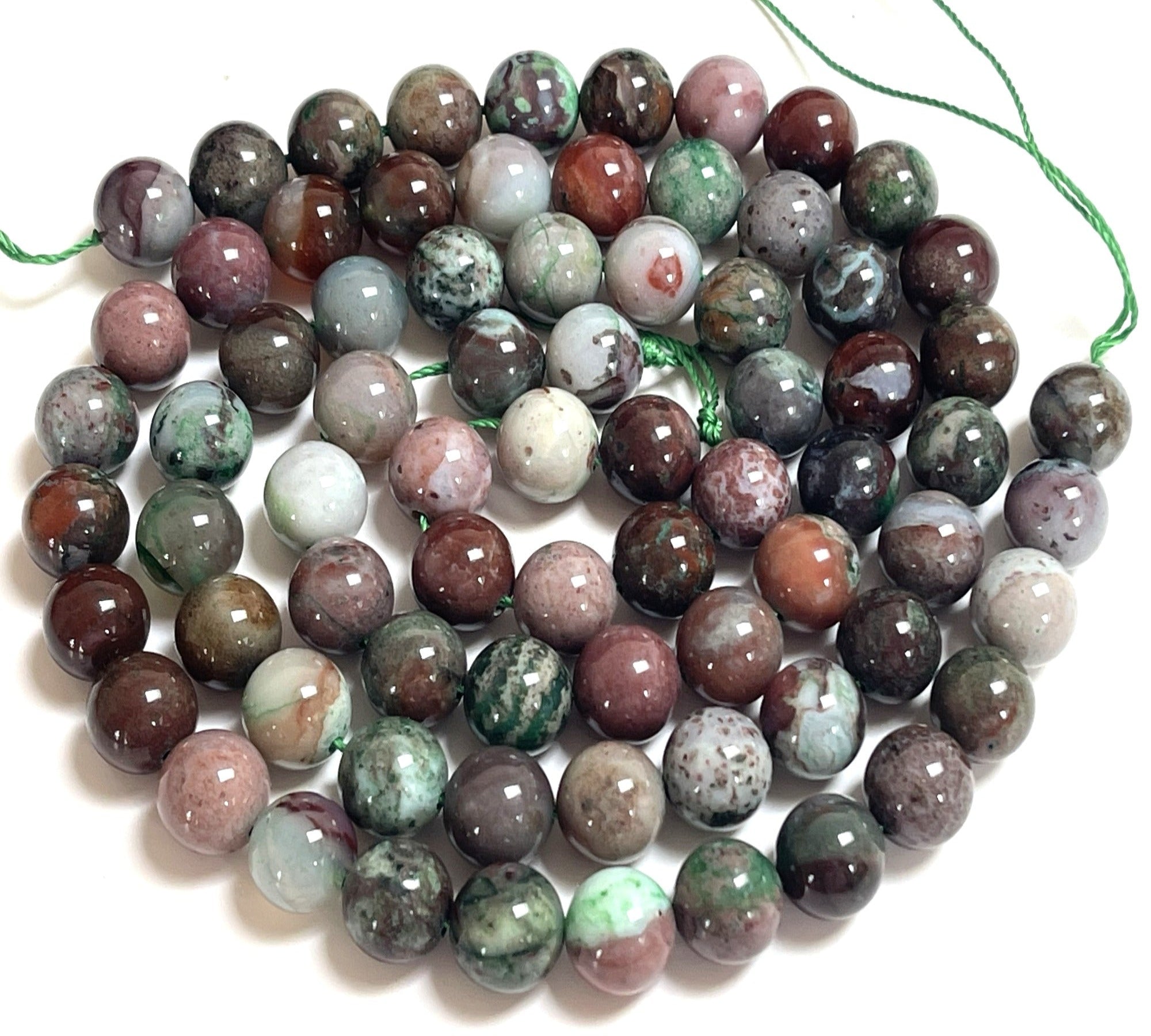 Green Portuguese Agate 10mm round gemstone beads 15.5" strand