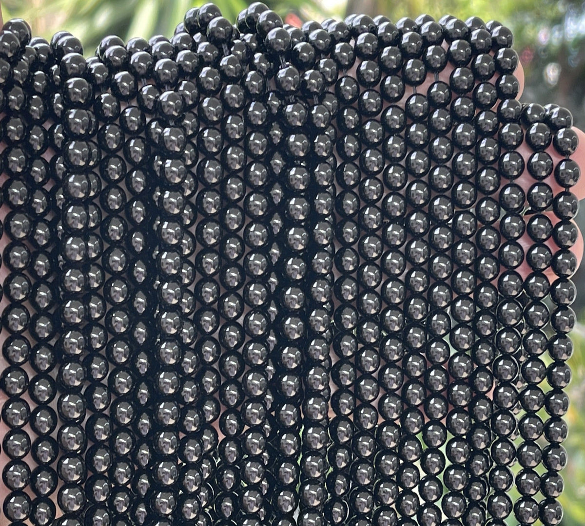 Black Tourmaline 6mm round natural gemstone beads 15.5" strand - Oz Beads 