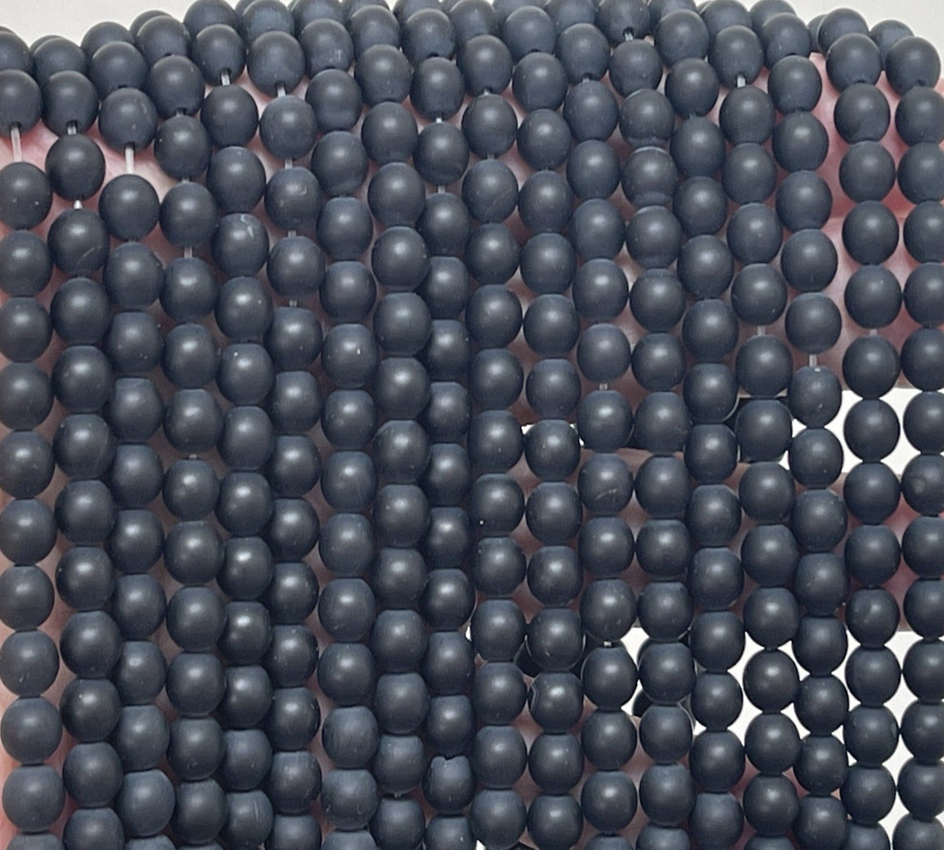 Black Onyx matte 6mm round gemstone beads 15" strand