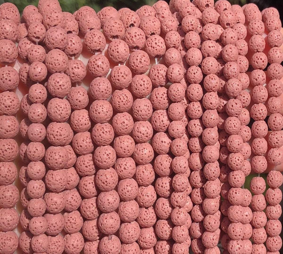 Rose Pink Lava 6mm 8mm round natural volcanic lava diffuser beads 15.5" strand - Oz Beads 