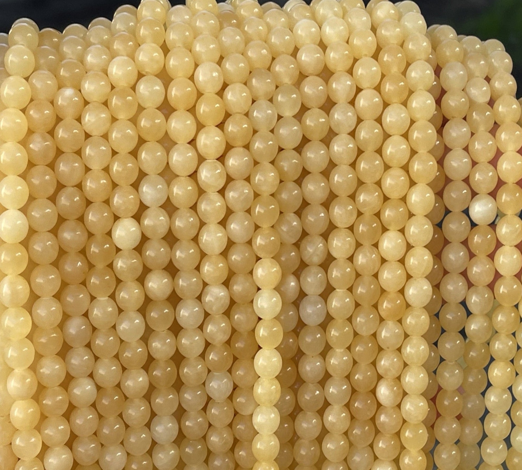 Yellow Jade 6mm round natural gemstone beads 15" strand